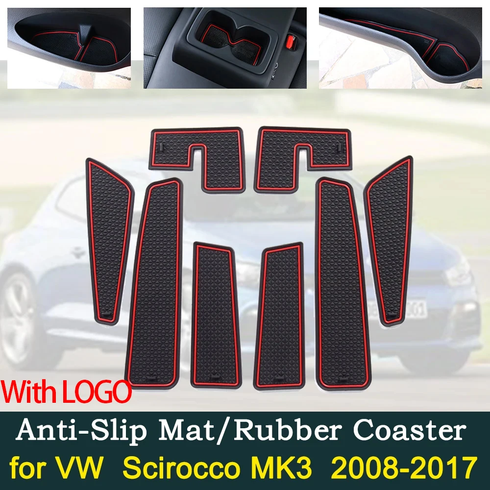 

Anti-Slip Dirty Dust Gate Mats Cup Groove Pads for VW Scirocco MK3 R GTS Volkswag 2008~2017 Slot Hole Pad Car Accessories Gadget