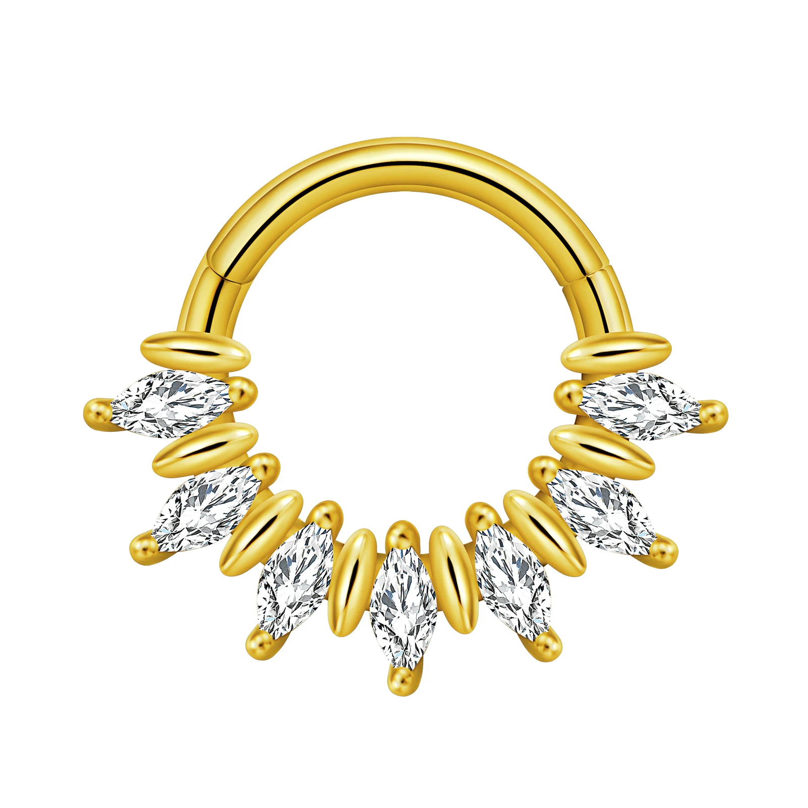 Stainless Steel Hinged Hoop Nose Rings with Butterfly Pattern