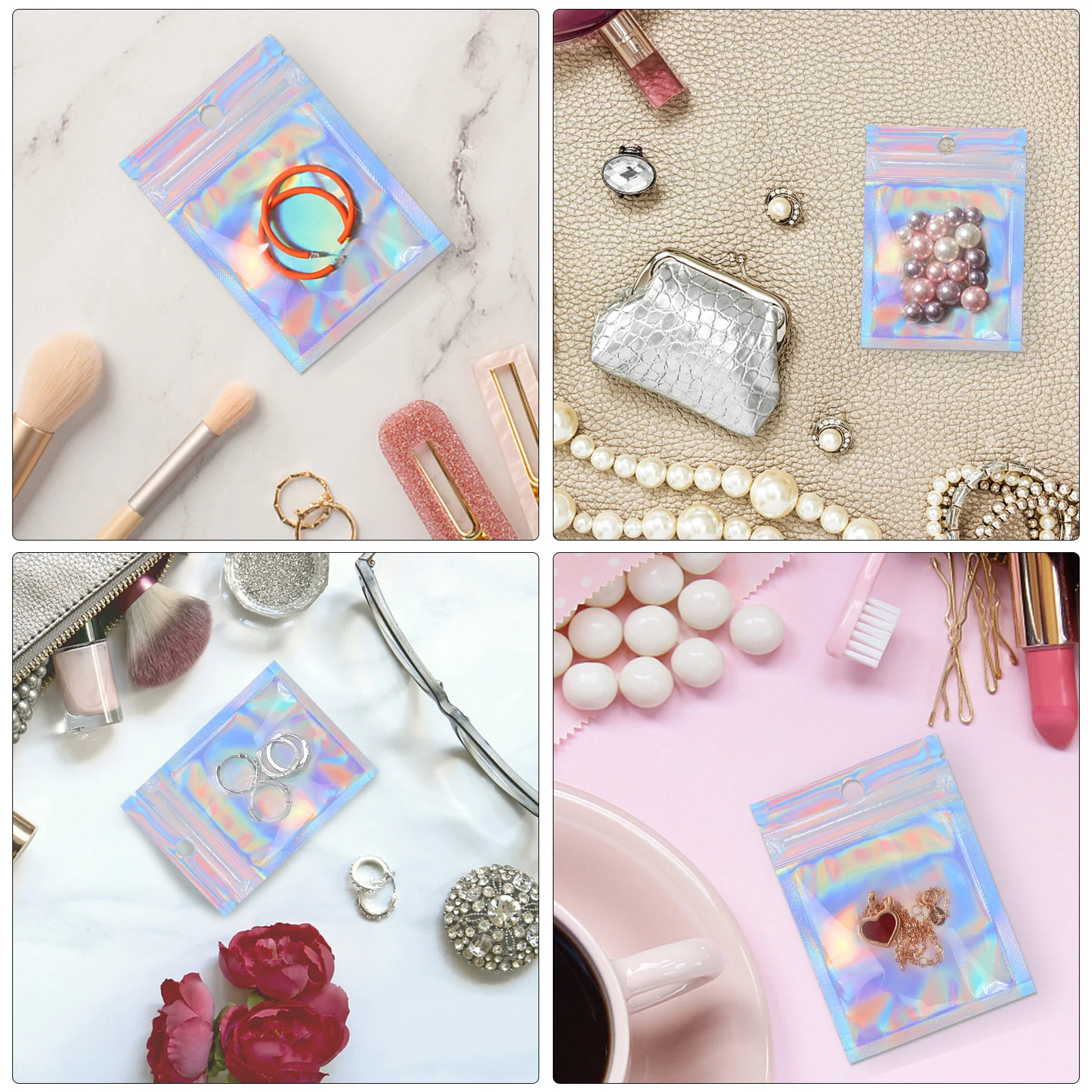 

300Pcs Plastic Sealed Bags Durable Anti-Oxidize Jewelry Storage Pouches for Earrings Necklaces Rings Accessories