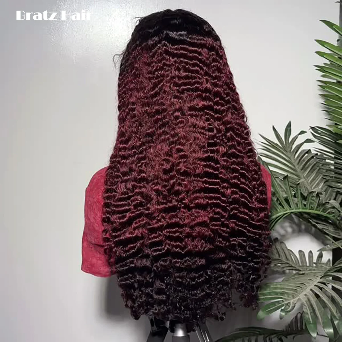 Burmese Curly 13x4 HD Lace Front Glueless Wig Human Hair Ombre Burgundy Deep Wave Wigs Drawstring Glueless Wigs 400 High Density
