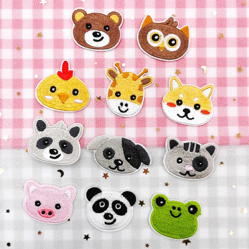 

Cartoon Animals Bear Dog Panda Iron on Patches for Clothing Kids Cute Embroidery Patch Thermocollant Sewing Appliques Sticker