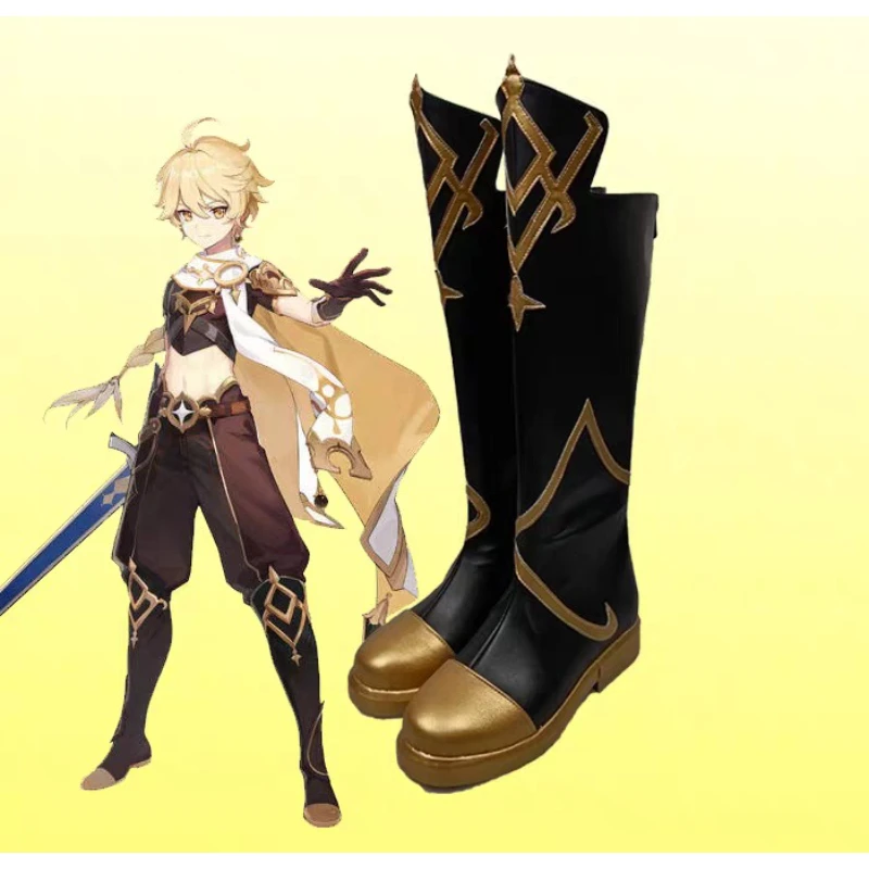jeu-genshin-impact-aether-voyageurs-personnaliser-cosplay-chaussures-bottes-halloween-carnaval-accessoires