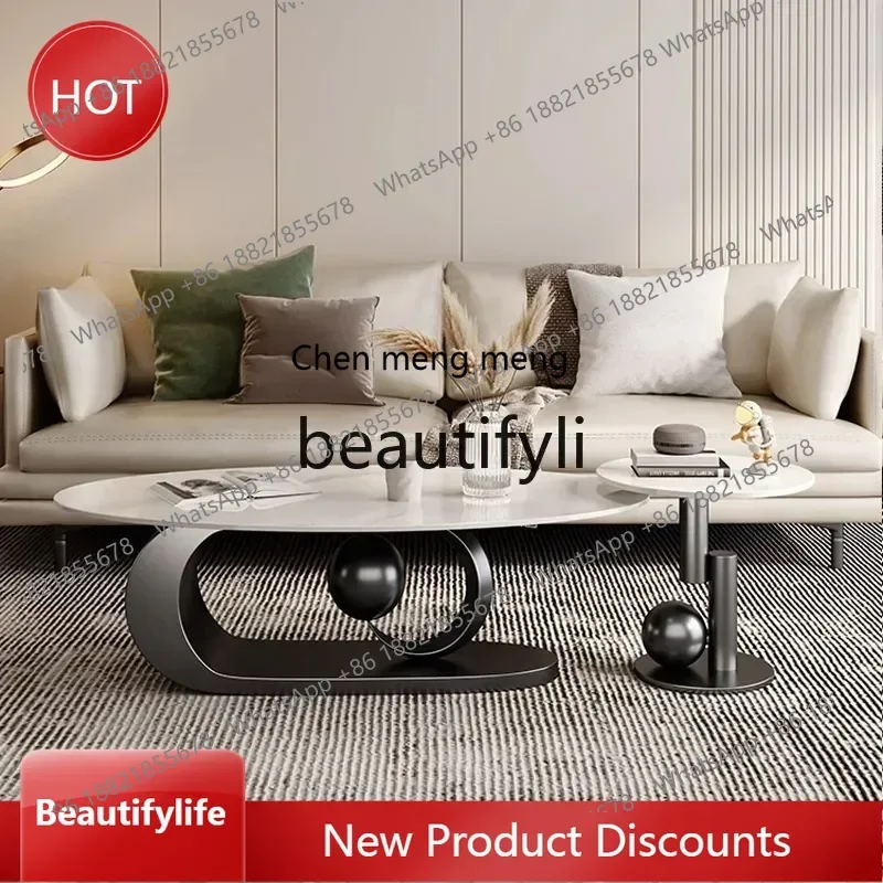 cn8350 ss Coffee Table Living Room Light Luxury Style High-End Feel Small Apartment New Model Villa Creative Fashion Art Italian