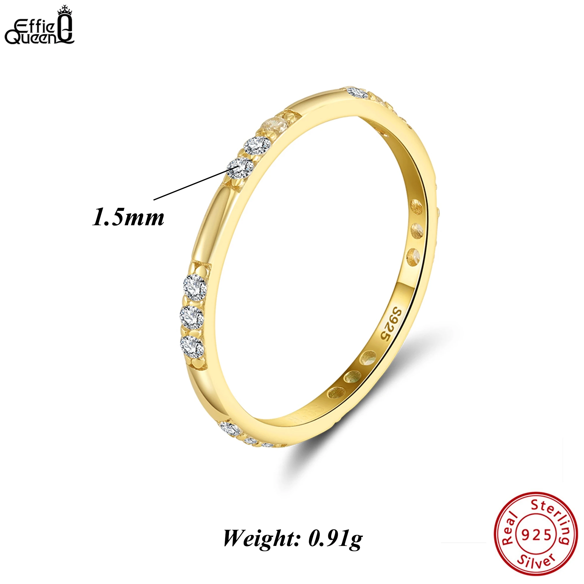 

Effie Queen 925 Sterling Silver Eternity Ring With 5A Sparkling Cubic Zirconia Ornament Size 5/6/7/8 Finger Rings Present APR37