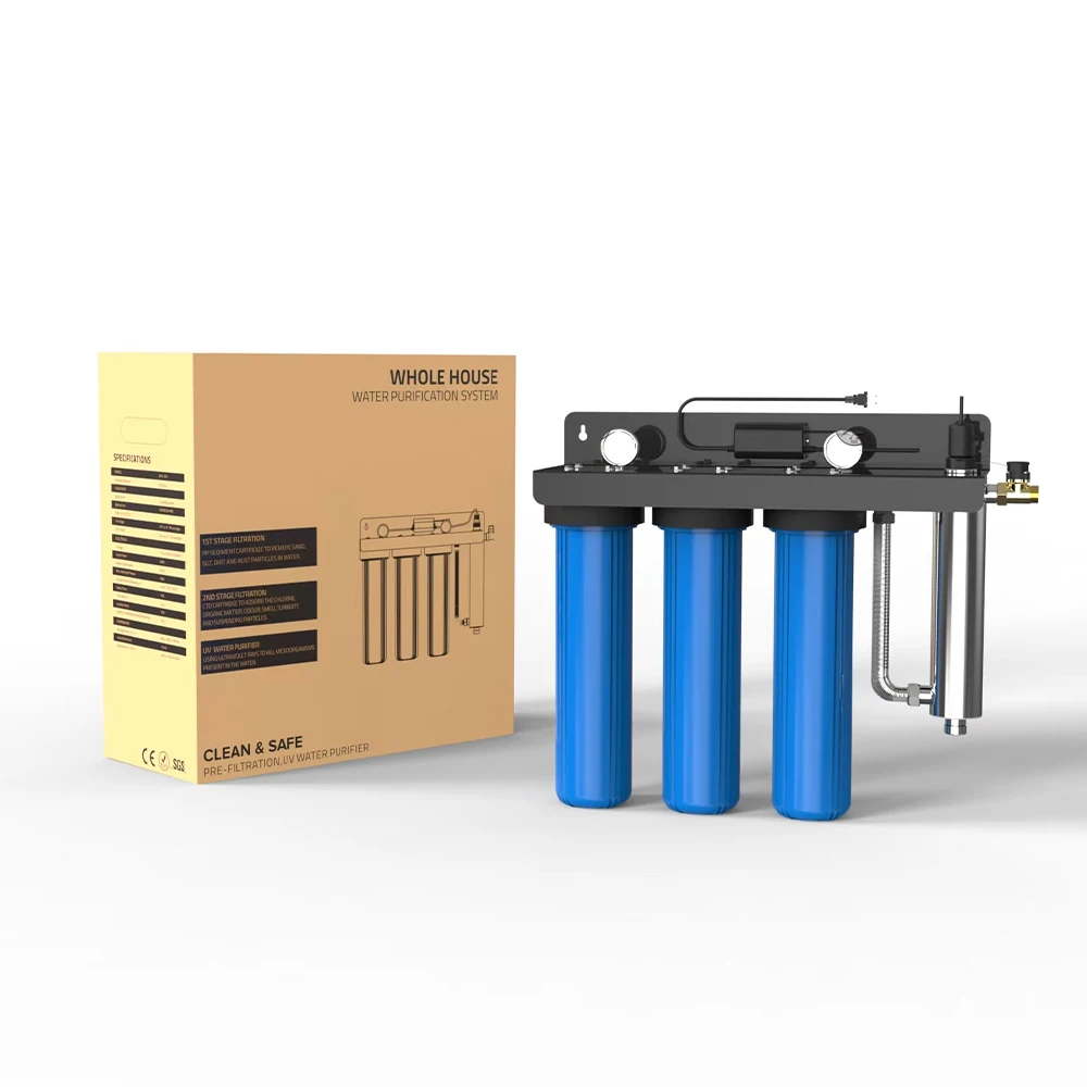 High-Flow Electric Plastic Whole House Reverse Osmosis Water Filtration System UV Sterilization Heavy Metal Removal Hotel