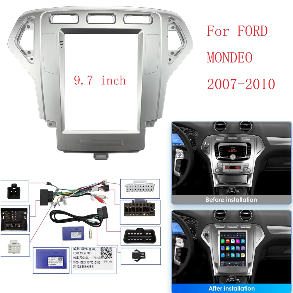 

WQLSK 9,7-дюймовый 2-диночный автомобильный радиоприемник для Ford Mondeo 2007-2010, мультимедийная рамка в стиле Tesla, видеоплеер, навигация, DVD Pa