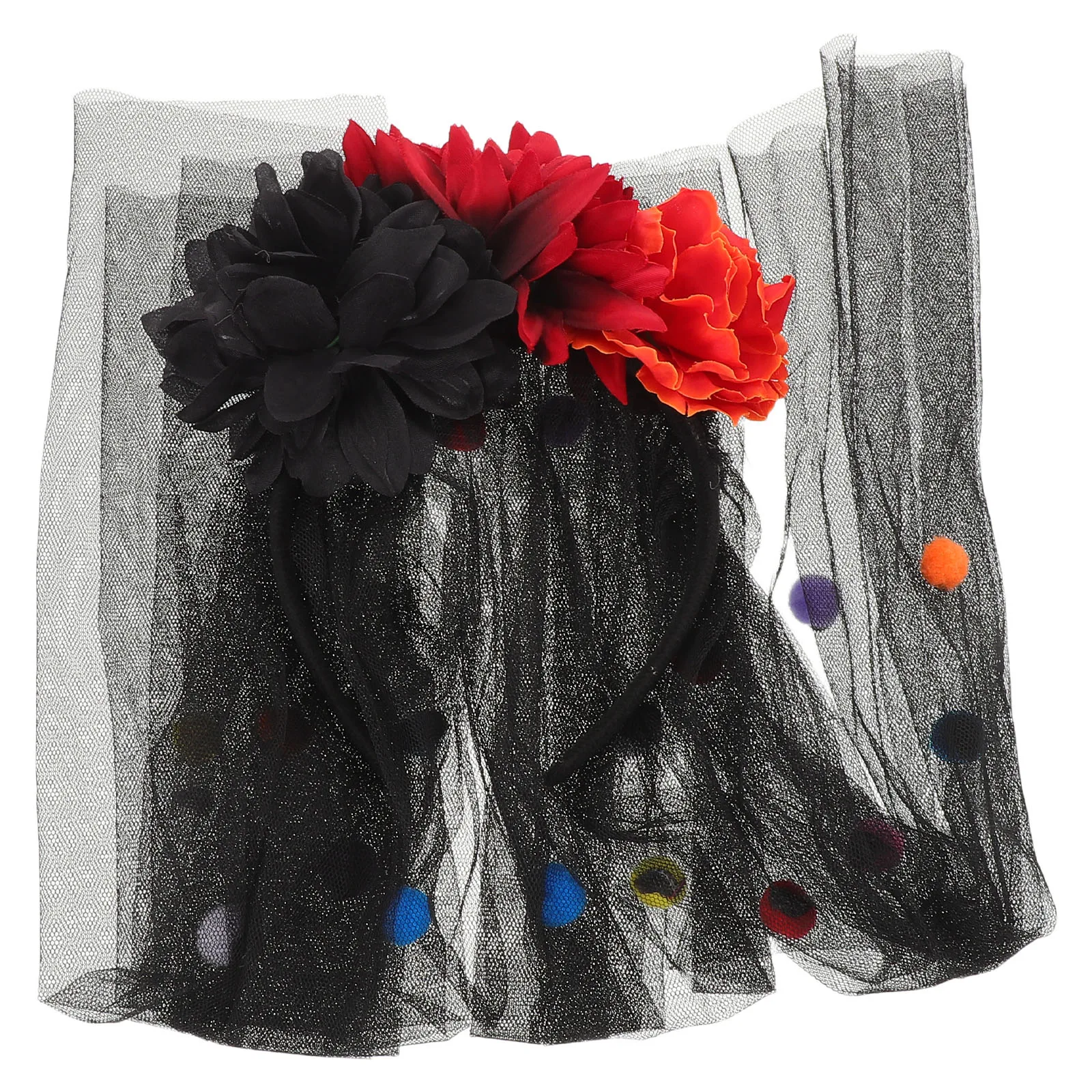 

Dark Bride Headband Day of The Dead Costume Cosplay Veil Flower Ghost Bridal Veils