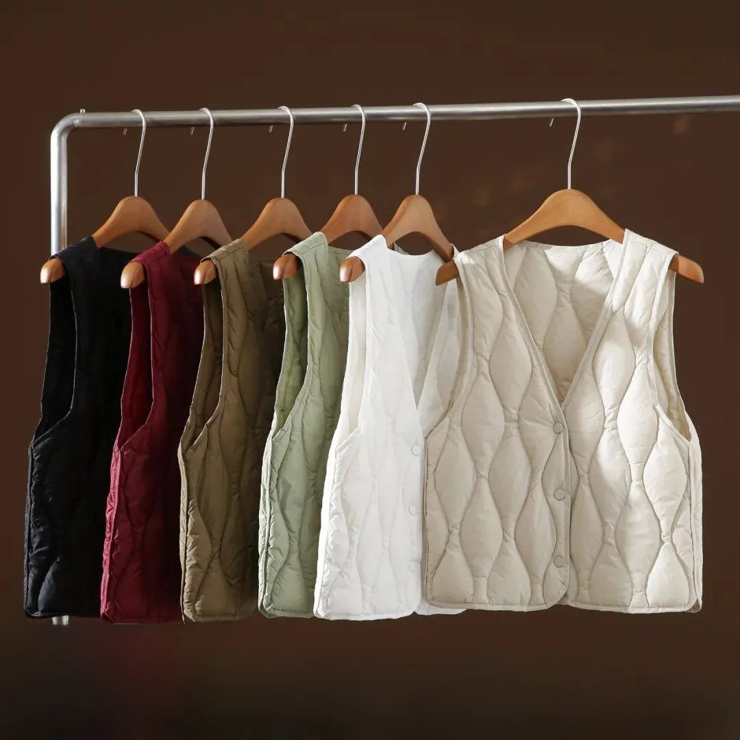 

90 Du down Filling V-Ne Мужской и женский пуховый жилет Direct Store Supply Warehouse Lodown Осень-зима Свободный крой Pure C...