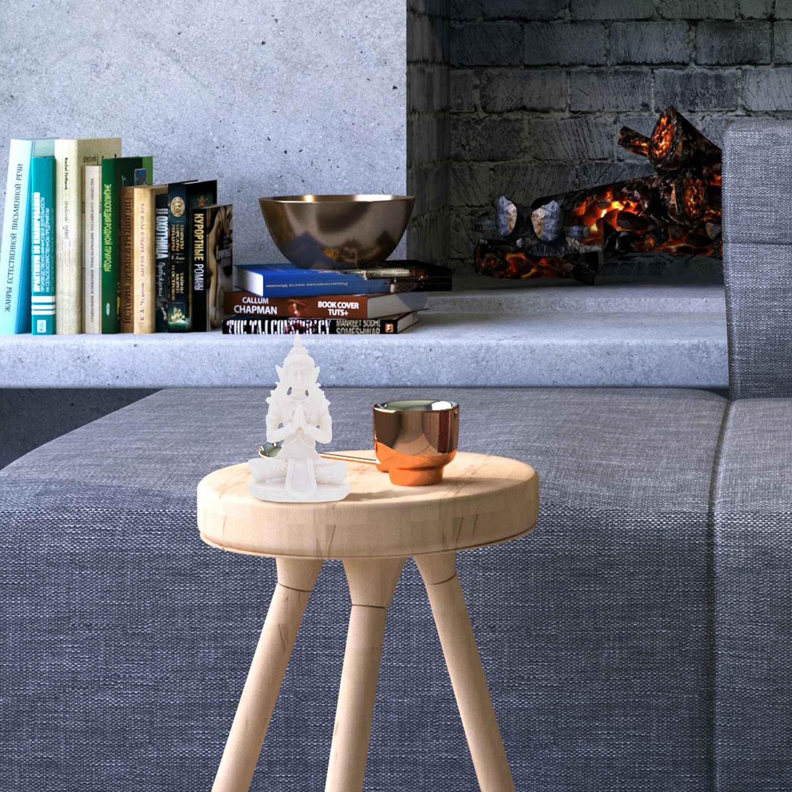 

Mini Sandstone Buddha Statue Hand Carved Sculpture for Home Office Decor Asian Style Meditation Space Ornament