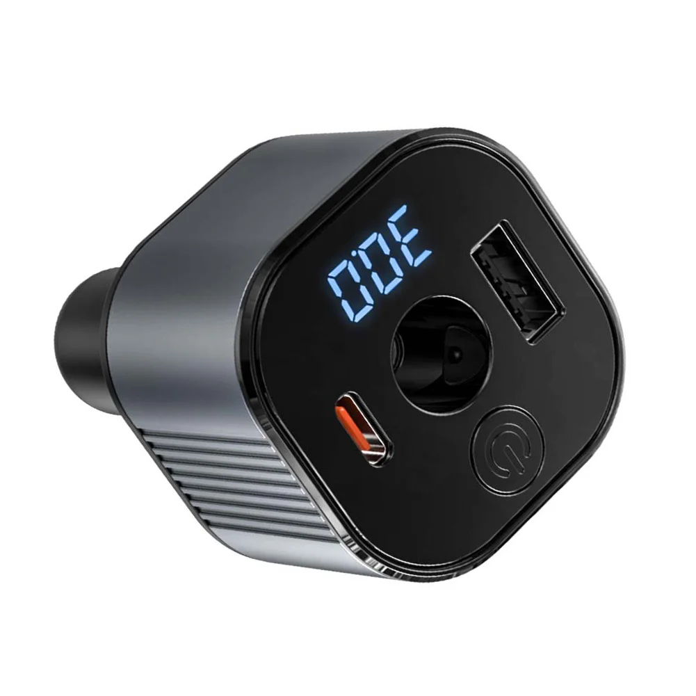 3 in 1 Vehicle Step Up Adapter Dual USB Charging Ports USB A USB C DC5521 30V Output Digital Voltage Display for 12V 24V Use
