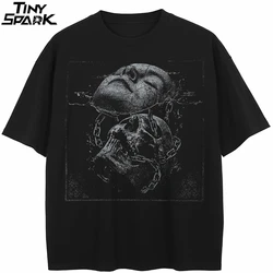 T-Shirt Streetwear Skull Mask Vintage Graphic T Shirt Cotton Hipster Men Tshirt Unisex Black Casual Tops Tees Hip Hop