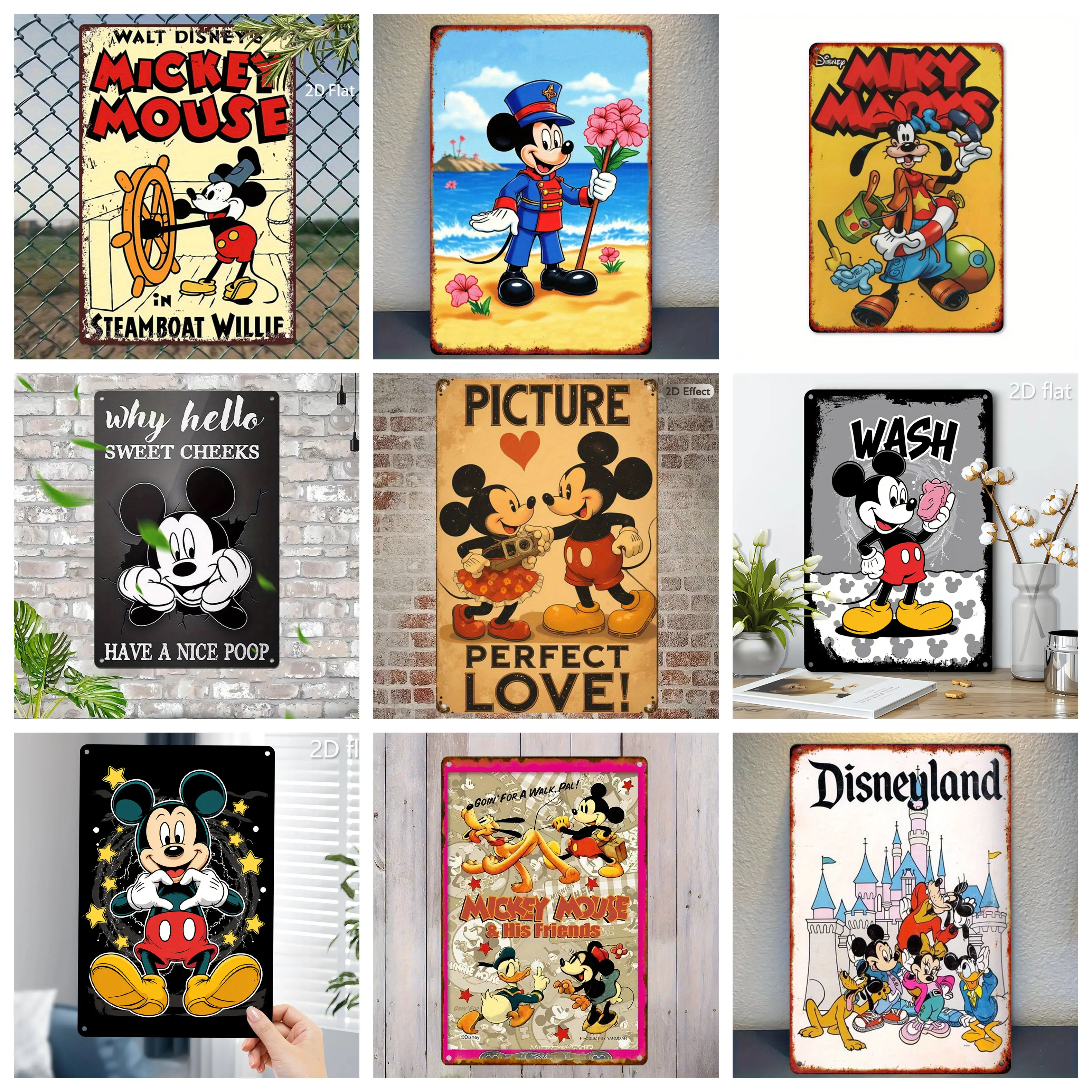

Miniso Mickey & Minnie Tin Decorations Bar Metal Sign, Retro Plaque, Sign, Alcohol Drinker, Pub, Club,Kitchen Wall Decoration