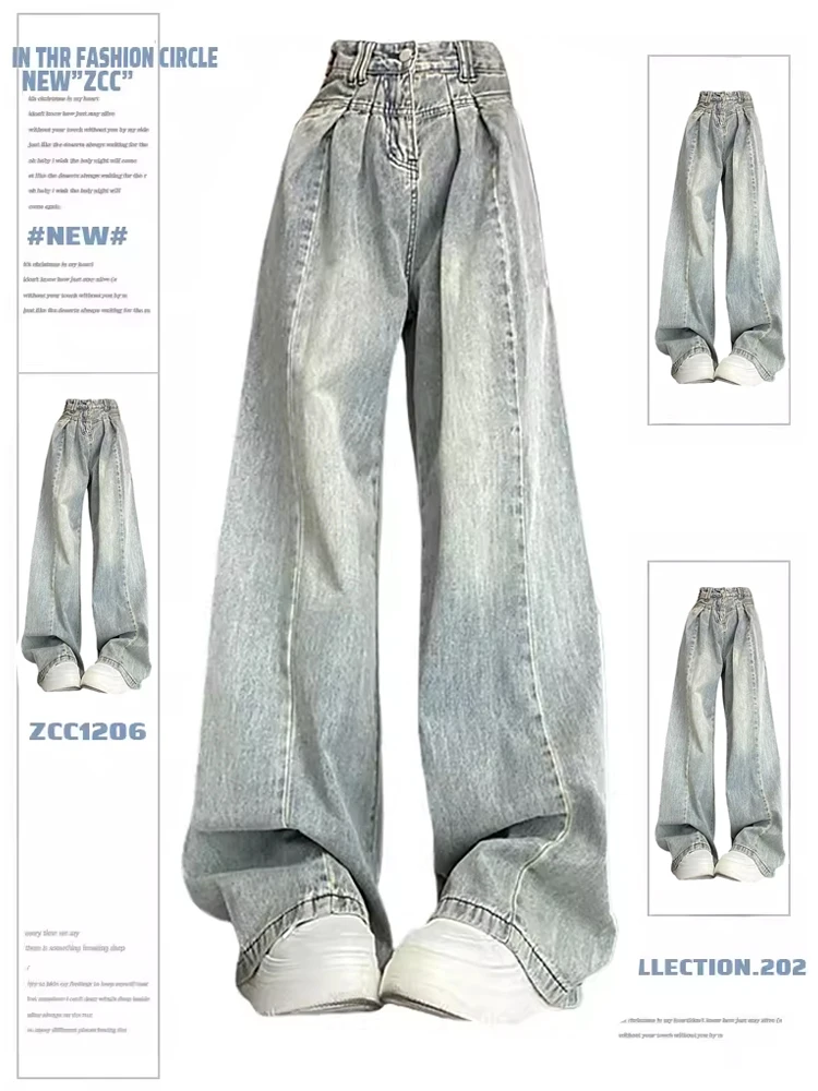 

Y2K Streetwear Oversized Baggy Jeans New Fashion Harajuku Hip-hop Vintage Pop Wide-leg Women's Denim Pants Trousers