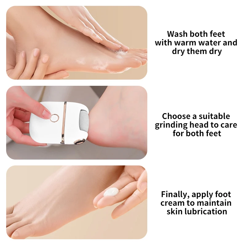 Moedor elétrico de pés, ferramenta de cuidados com os pés para remover pele morta e calosidades, máquina recarregável de cuidados com o calcanhar e pedicure