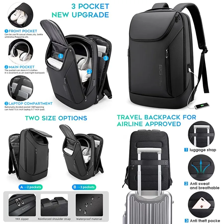 

Business Smart Backpack Waterproof fit 15.6 Inch Laptop Backpack with USB Charging Port, Travel Durable Backpack
