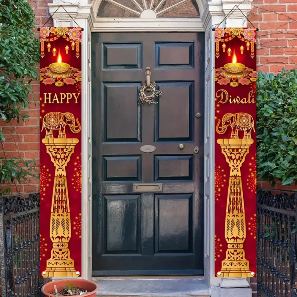 VIKAMA Joyful Diwali, Laterne Festival Dekor Eingangsbereich Banner, Festival Dekoration, Outdoor Courtyard Party Hintergrundwand