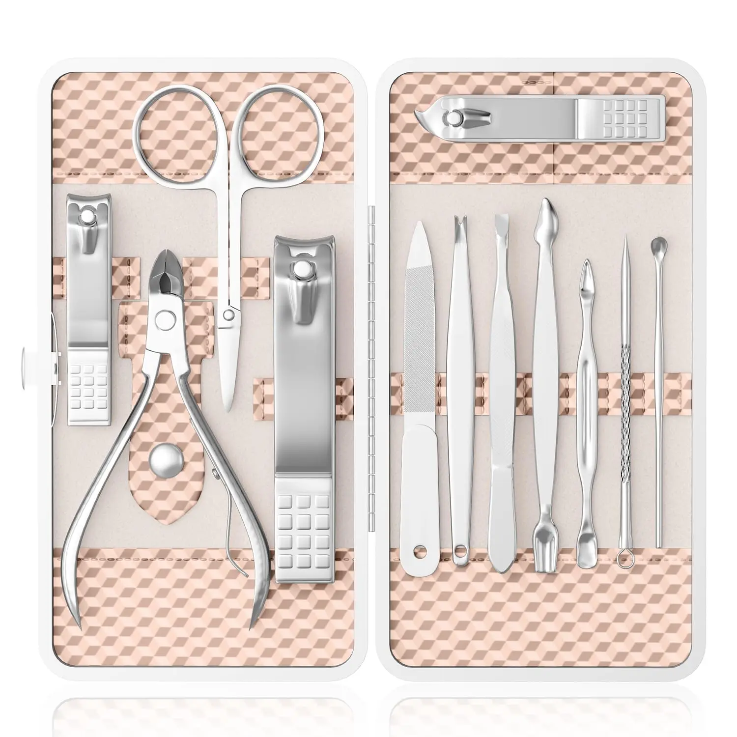 

Professional Nail Care Kit Manicure Grooming Set with Travel Case (Rose Gold)