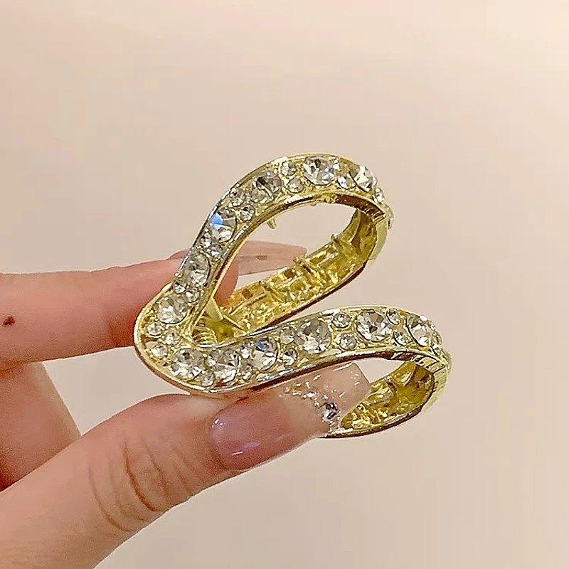 1pc Half Marubo Head Tie Hair Clip Women\'s Super Flash Large Water Diamond High Horsetail V-shaped Medium Grab Clip