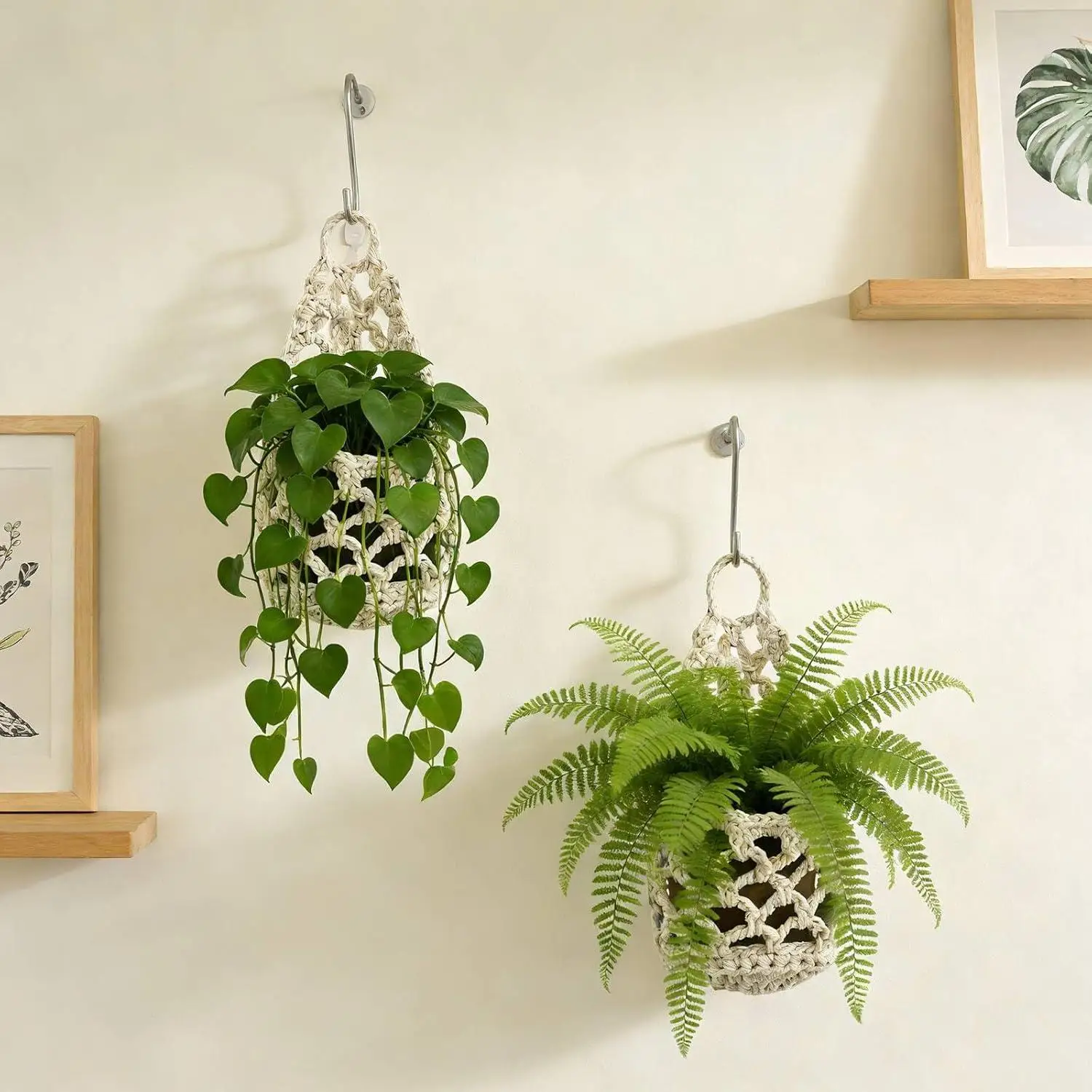 Macrame Plant Hanger Small Boho Woven Cotton Hanging Planter Wall Decor Indoor Flower Pot Holder for Door Apartment Office