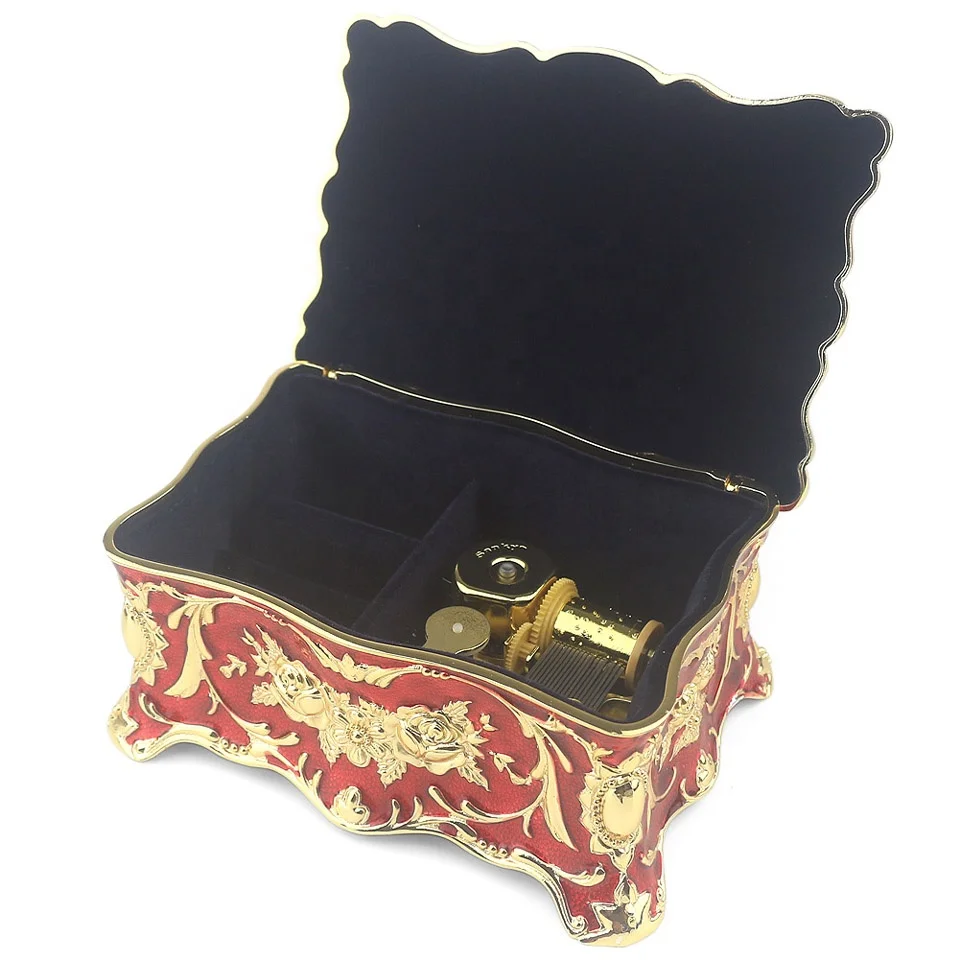 

2025 Wholesale Embossed Zinc Alloy Metal Music Box Clockwork Movement Boutique Gifts for Christmas, Valentine's Day