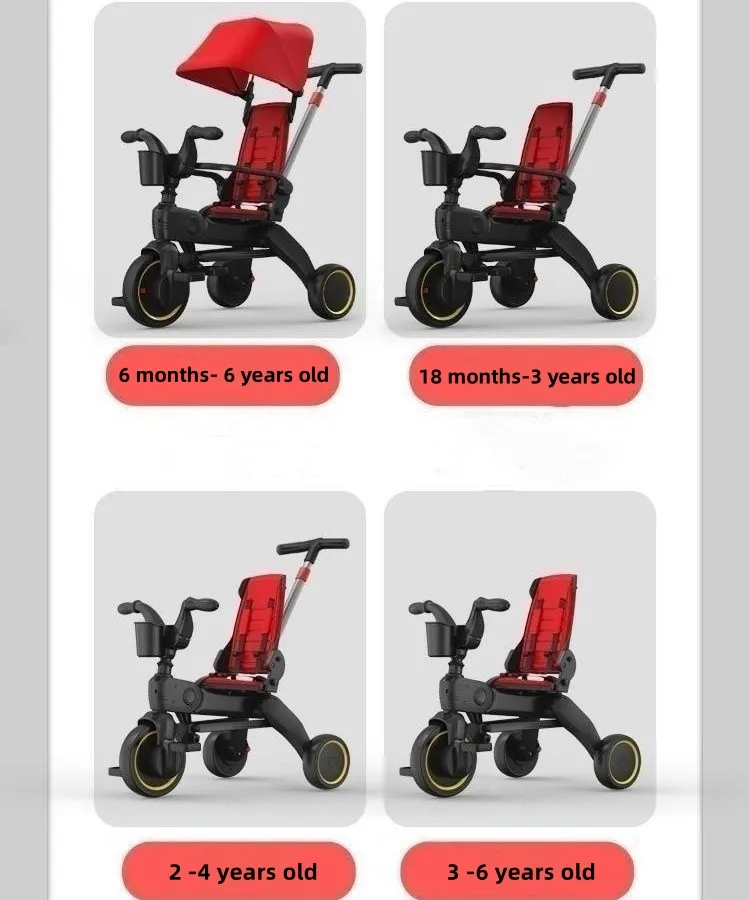 Poussette tricycle pour enfants de 1 à 5 ans, tricycle léger pour bébé, haute qualité, livraison gratuite rapide