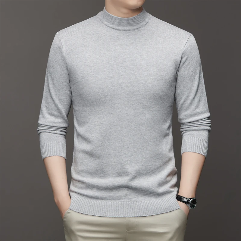 7 Colour Men's Half High Neck Long Sleeved Solid Color Sweater Soft, Warm and Comfortable Top with a Base