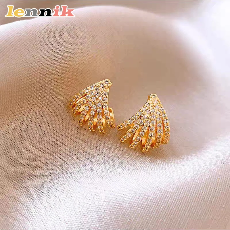 LENNIK مزاج فاخر عالي الجودة مع أقراط نسائية مرصعة بالزركون الصغير، أقراط متعددة الاستخدامات، أقراط عصرية جديدة