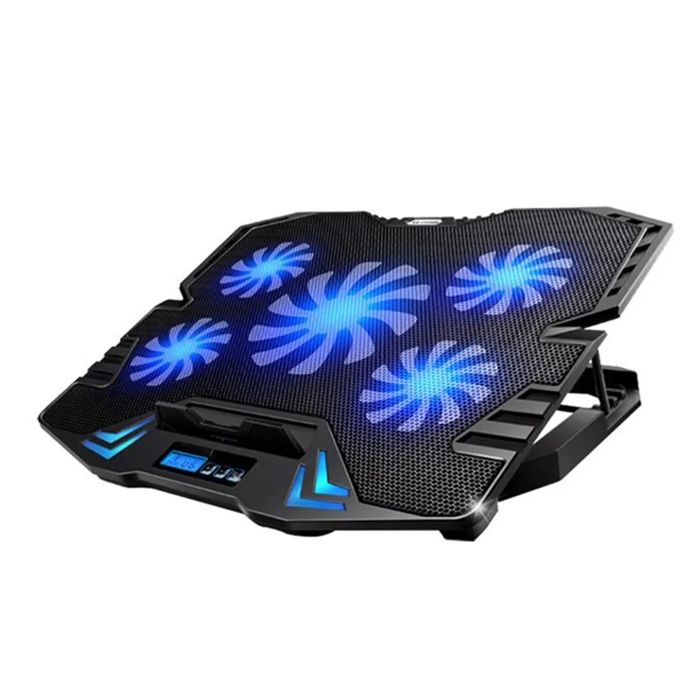 Top Gaming Laptop Cooler 12-17 inches 5 Speed Cooling Fans Led Screen 2 USB Port 2400RPM Laptop Cooling Pad Notebook Stand for