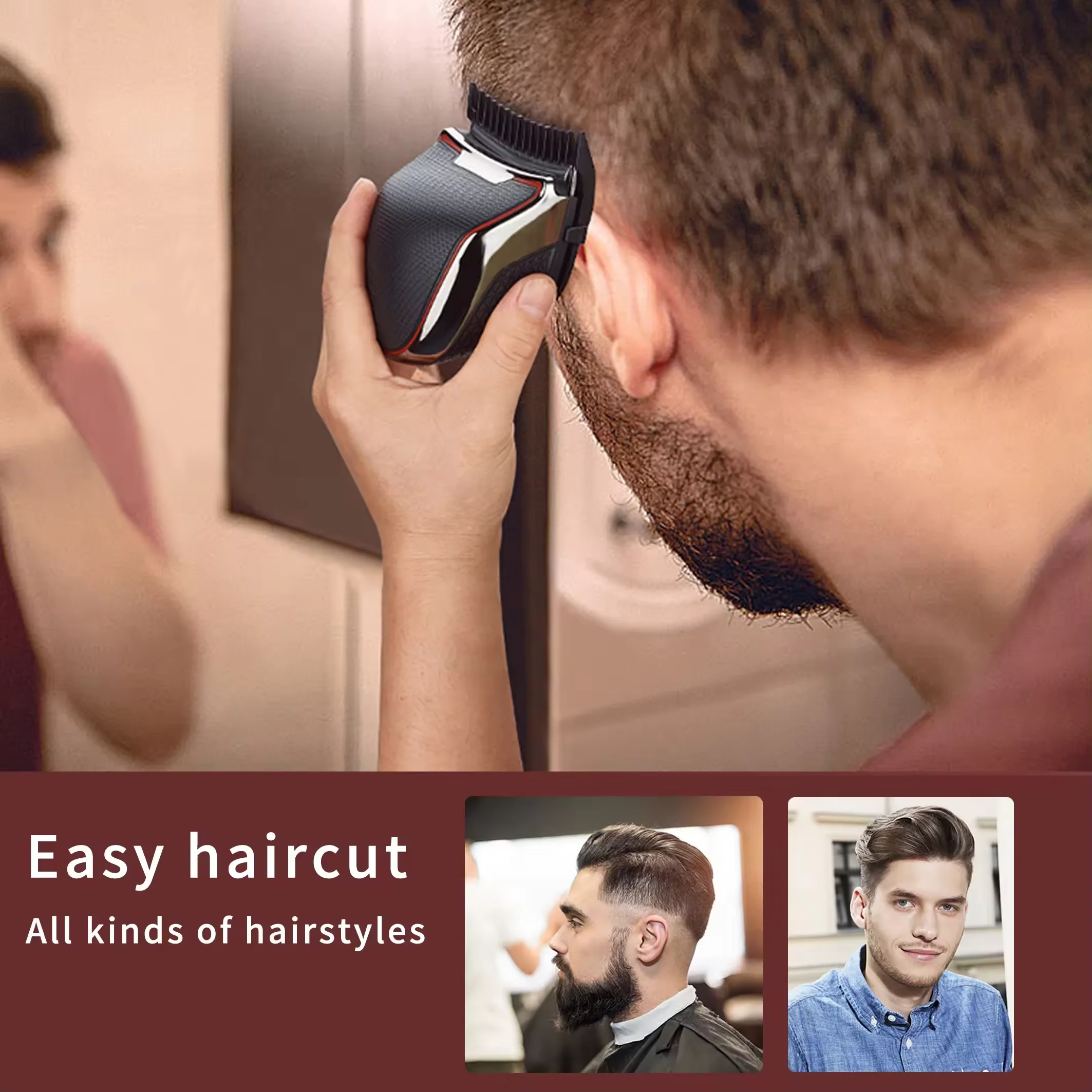 WAIKIL-Barber Trimmer Multi-funcional Masculino, Carregamento USB, Mini Portátil, Impermeável, Sem Fio, Cortador de Cabelo, Viagem