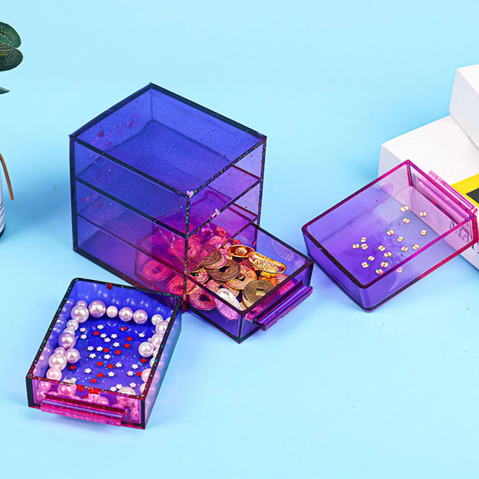 

1 Set Silicone Drawer Storage Box Mold Diy Casting Mold For Jewelry Making Handmade Tool Craft Accessories Art Crafts Molds