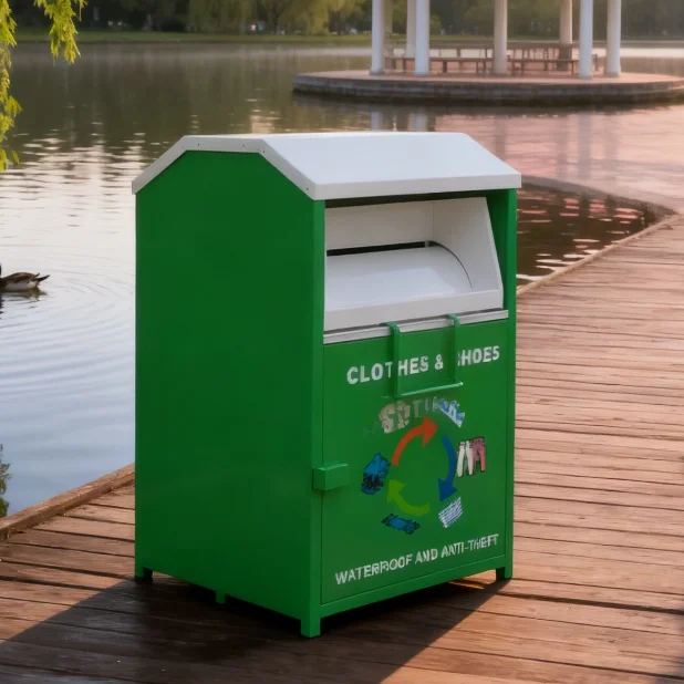 

Заводская индивидуальная б/у коллекция одежды Банки стоящая металлическая обувь для пожертвований Книги Контейнер для пожертвований