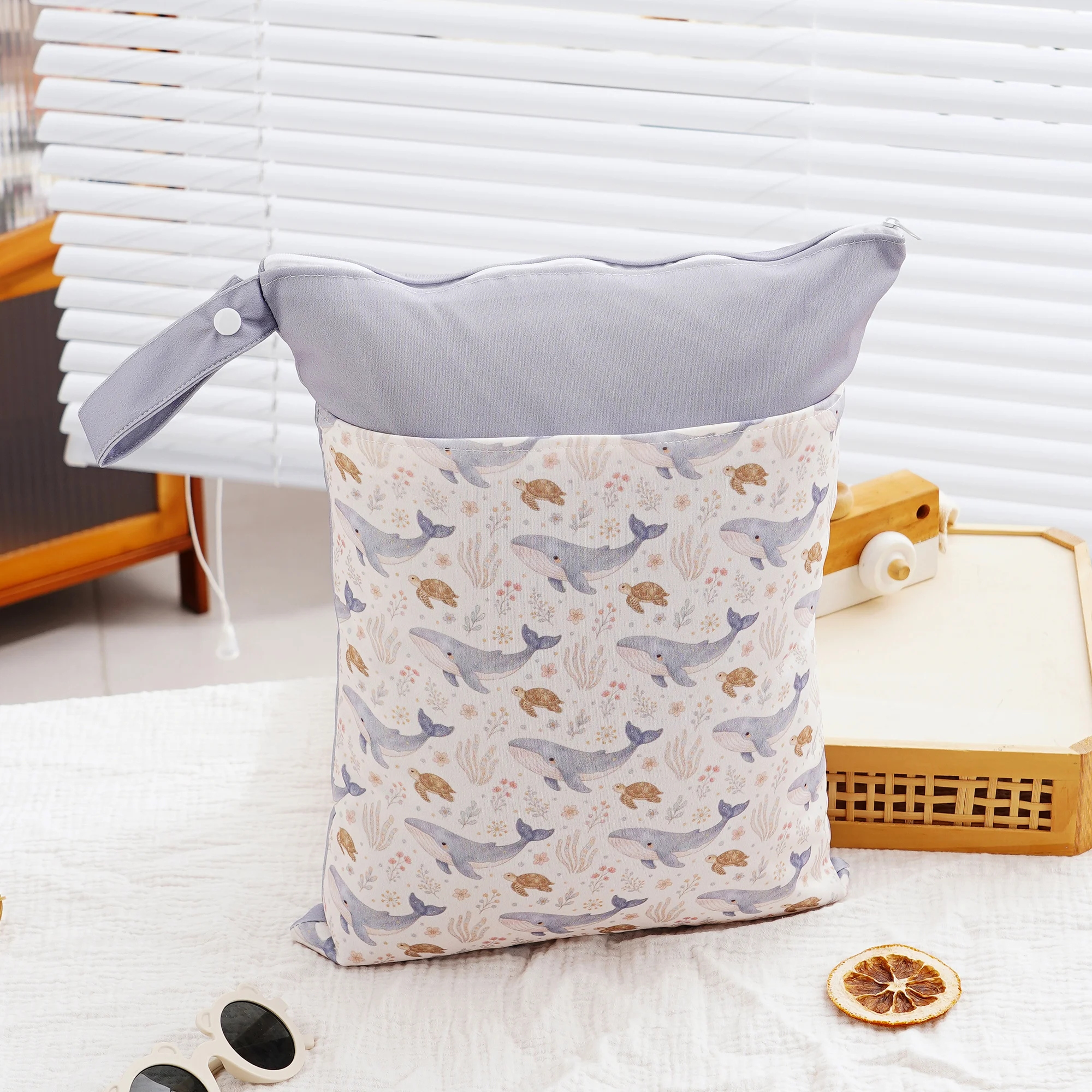 HappyFluent 30X40cm 100% Polyester Large Capacity Easy To Carry Washable Reusable Double Zipper Splicing Waterproof Dag