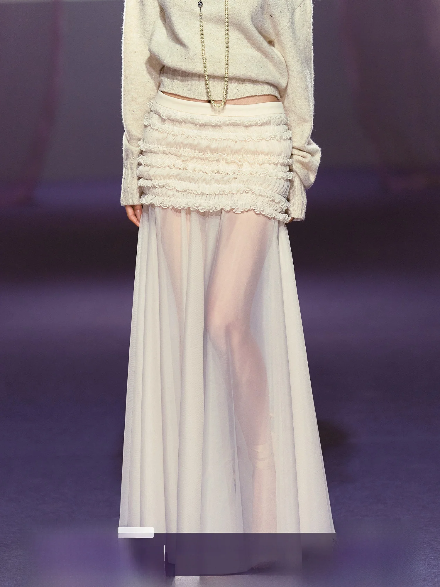 

Легкая плиссированная юбка-бодикон AGAM 3D с полупрозрачными вставками, длинная, женская, из полиэфирного волокна