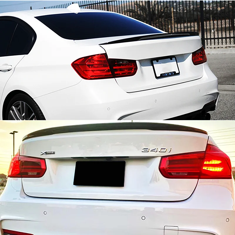 For BMW 3 Series F30 F35 320i 325i 330i M3 M4 MP PSM Style ABS Black Carbon Car Rear Trunk Lid Spoiler Wings Tuning Accessories