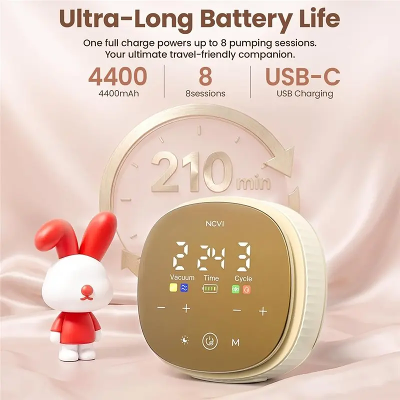 B05C-Wearable Electric Breast Pump,2-In-1 With 4 Modes, 9 Levels& 4400Mah Battery Capacity, Bottle Cup Included