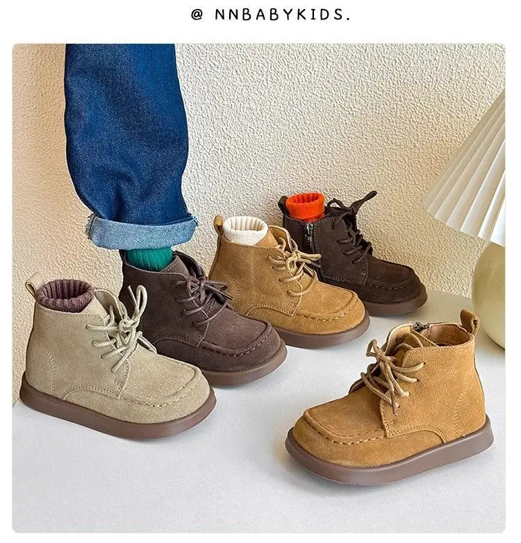 Schuhe für kleine Jungen, modische Kinderstiefeletten, Kinder-Lederschuhe, 1-6 Jahre, Baby-Stiefeletten, Mocha, Nude, braune Kaffee-Stiefeletten – Detail 5