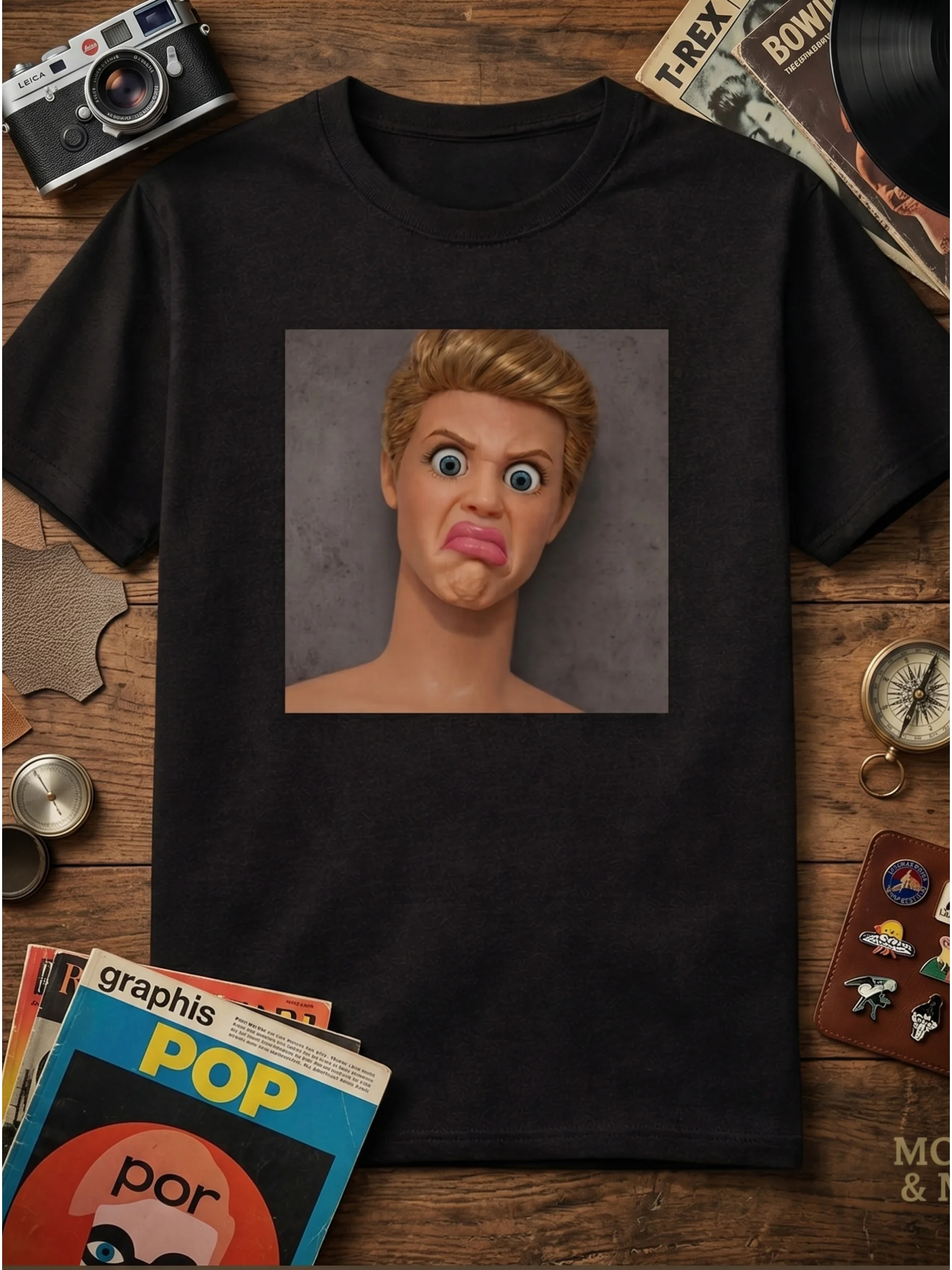 New retro 90s Ken face T-shirt, Fun Boy angry expression, casual soft short-sleeved top. Streetwear shirts for all seasons