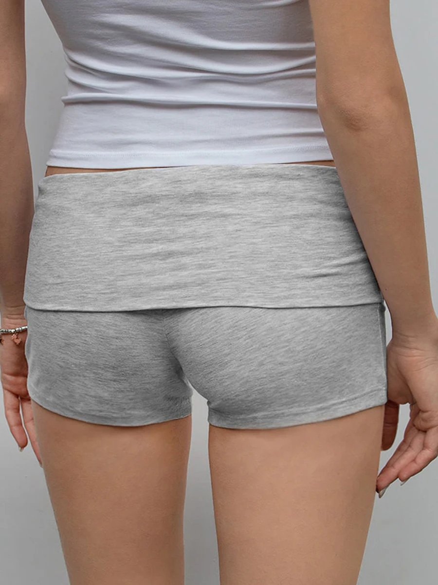 Stricks horts für Frauen y2k Yoga Shorts lässig einfarbig falten über niedrige Taille Lounge Shorts Hosen Beute kurz