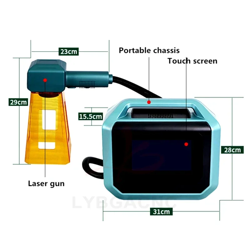 Handheld Wireless Lithium Battery Fiber Laser Marking Machine 50W 30W 20W Scanner Align System Plug-In Engraver for Metal Steel