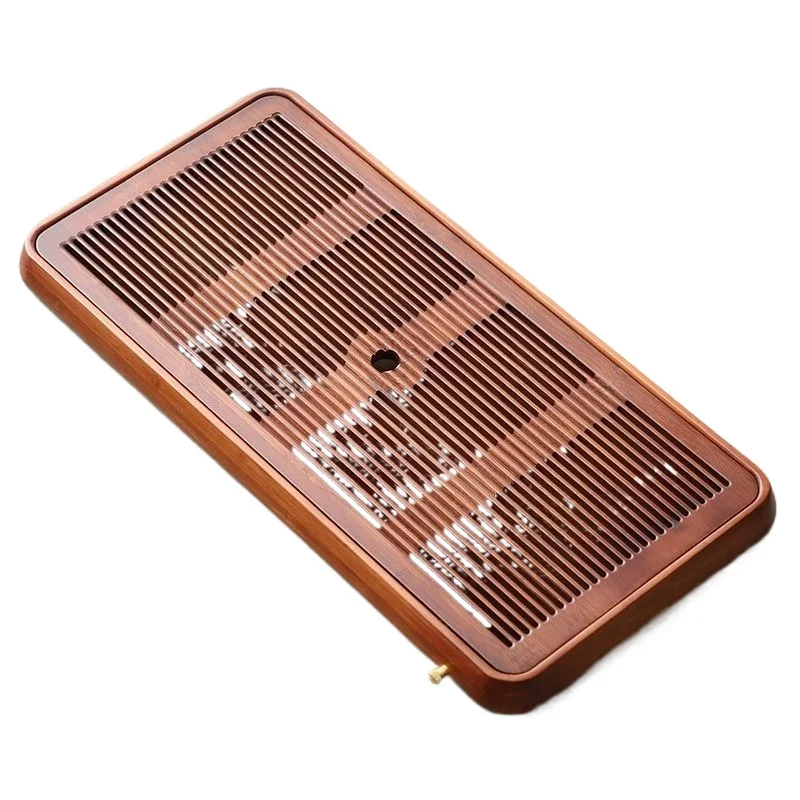 Mini Wooden Tea Tray with Deer Pattern 21x12.5x3.8cm for Home Office Kung Fu Tea Set and Daily Use