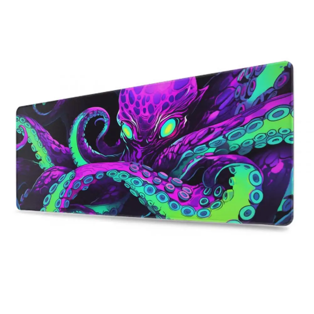 Imagem -02 - Neoprene Gaming Mat para Gamer Desk Octopus Desk Mat Cthulhu Neon Monster Temático Mouse Pad Verde Presente Fantasia