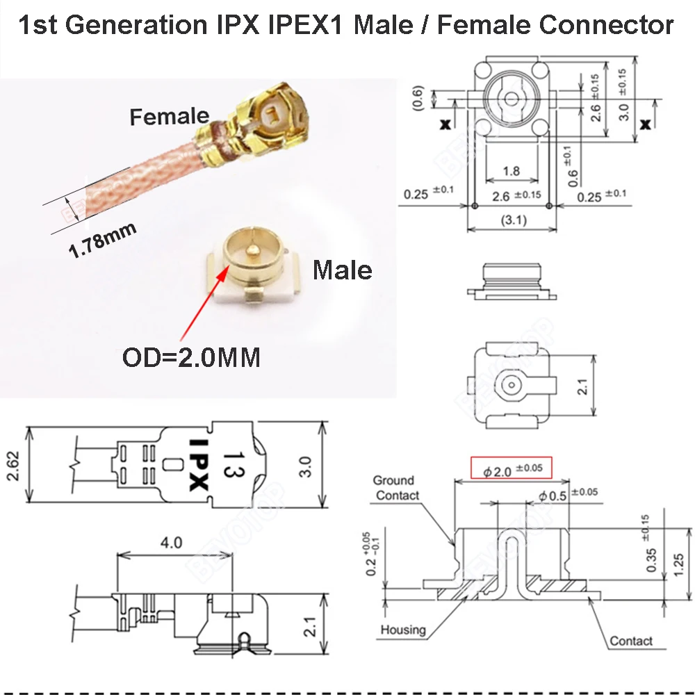 1PCS SMA to Ufl Splitter Cable RP-SMA / SMA Male to 2 x U.fl  1 Female Jack Y Type RG178 RF Coaxial Extension Jumper