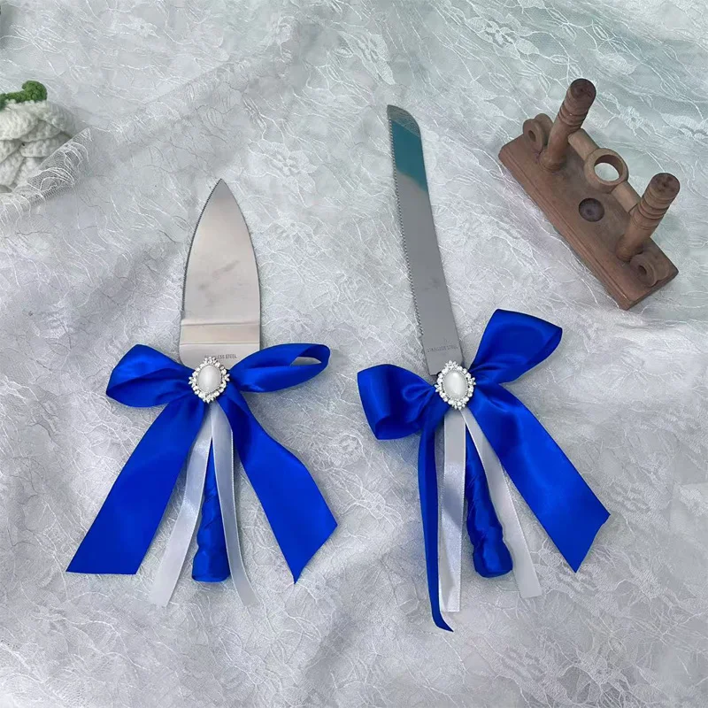 Minimalist Royal blue Wedding Cake Cutting Set - Sleek and Stylish for Contemporary Weddings image 3