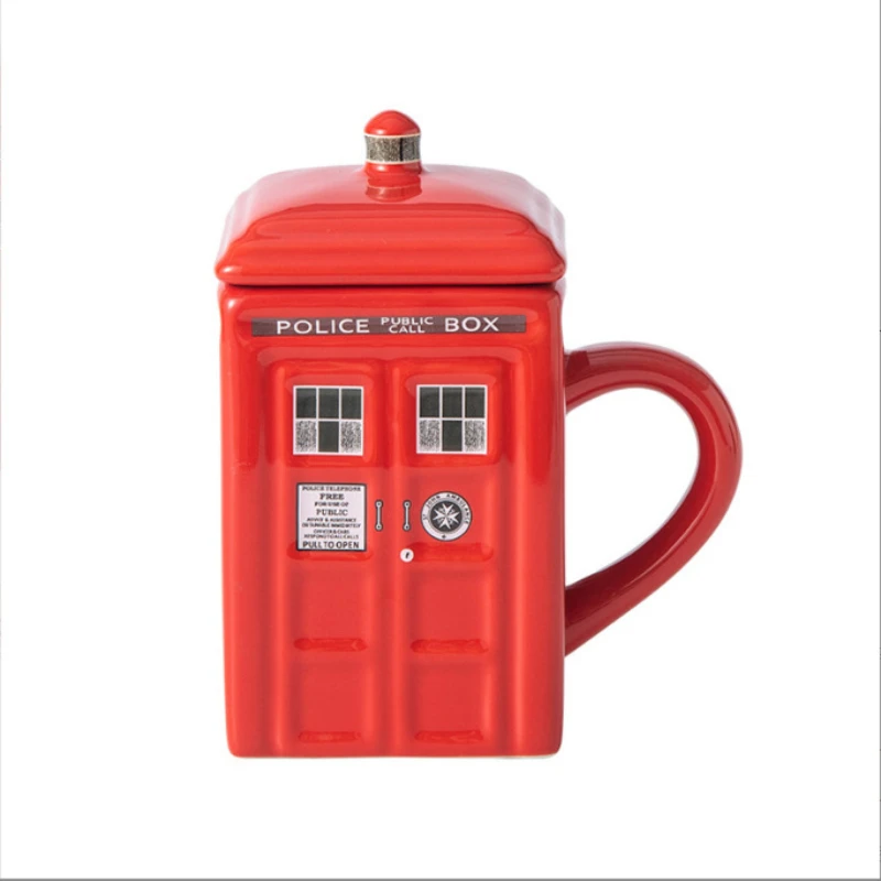 Mugs British Police Box Square Shape Water Cup Tardis Ceramic Cup Coffee Mug Home Decoration Birthday Gift