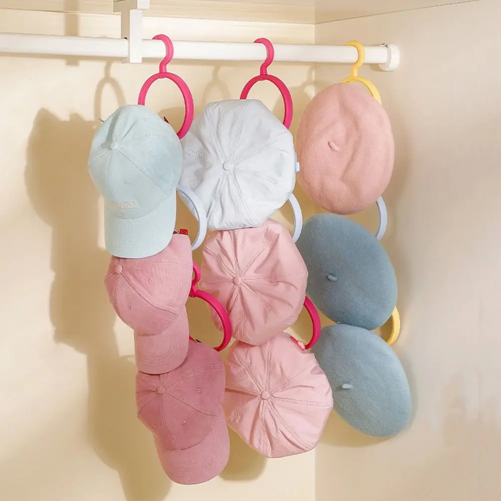 

4Pcs Plastic Baseball Cap Rack Round Shape Bright Color Hat Storage Hanger Foldable Space Saving Hat Display Holder Bedroom