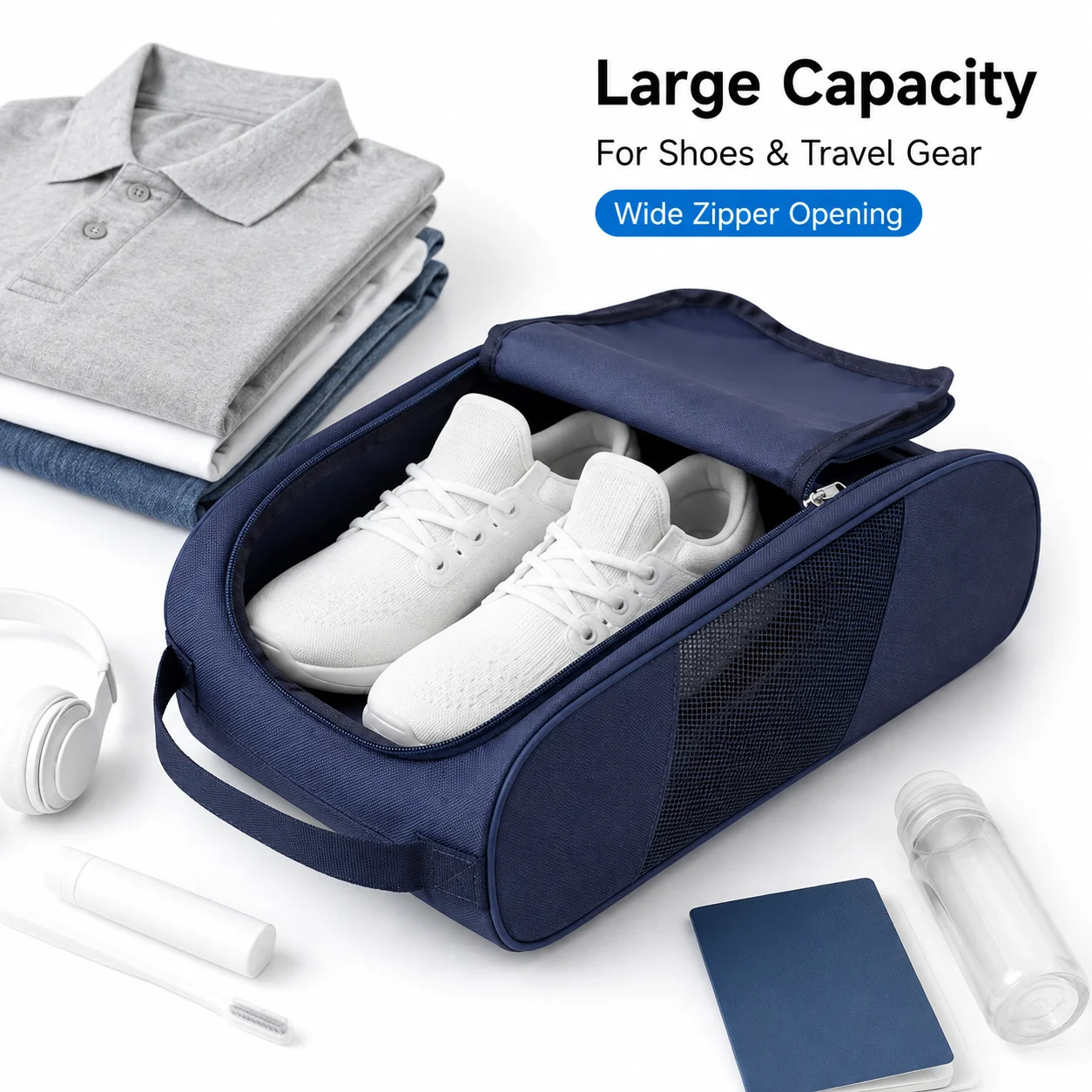 Portable Oxford Cloth Shoe Bag Breathable Golf Shoe Carrier Travel Organizer Dustproof Storage Handbag for Football Tennis