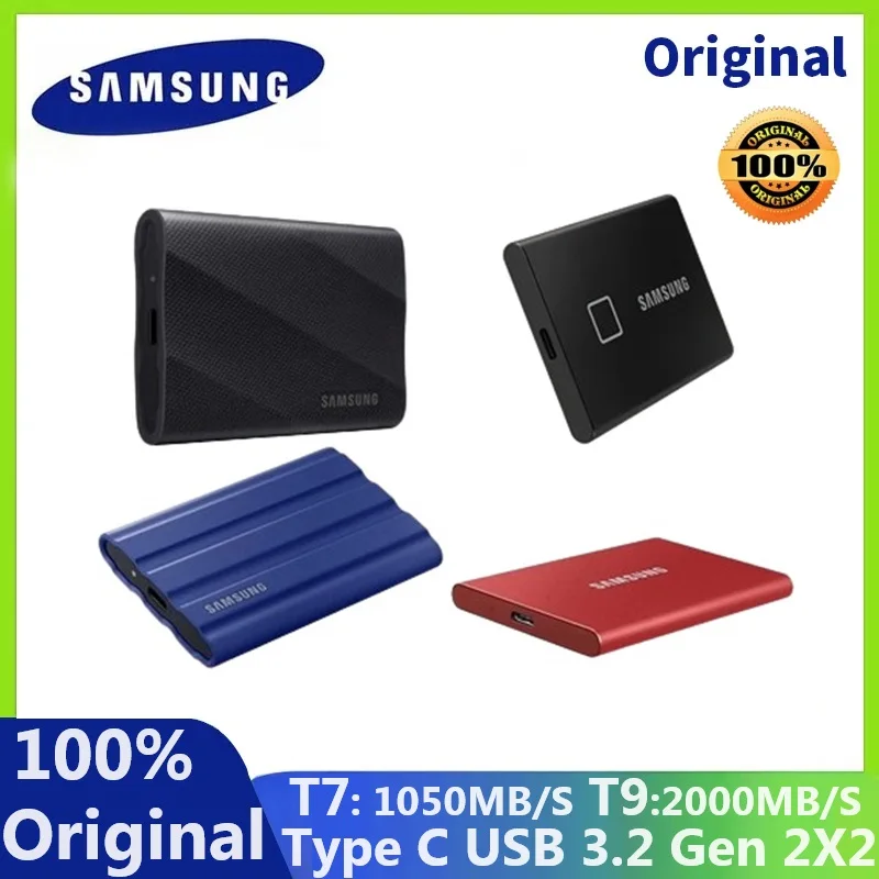 Samsung T9 T7 portable Shield SSD External Touch Solid State Drive disco duro externo Type-C 500GB 1TB 2TB 4TB USB3.2Gen2x2 NVMe