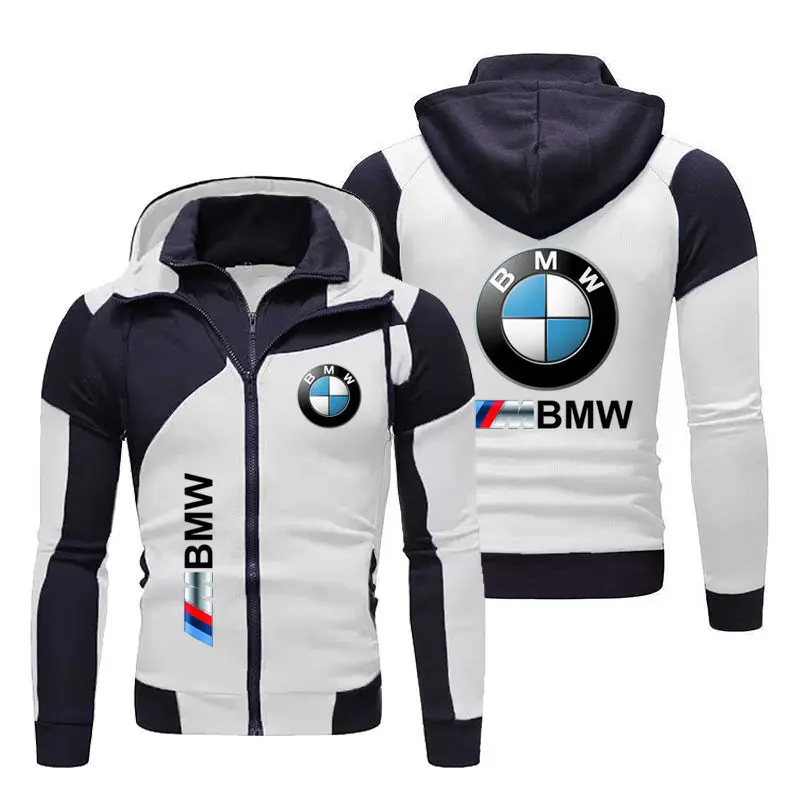 2025BMW Best-Selling Leisure BMW Printed Sweater Casual Loose Sports Work Clothes Double Zipper Jacket