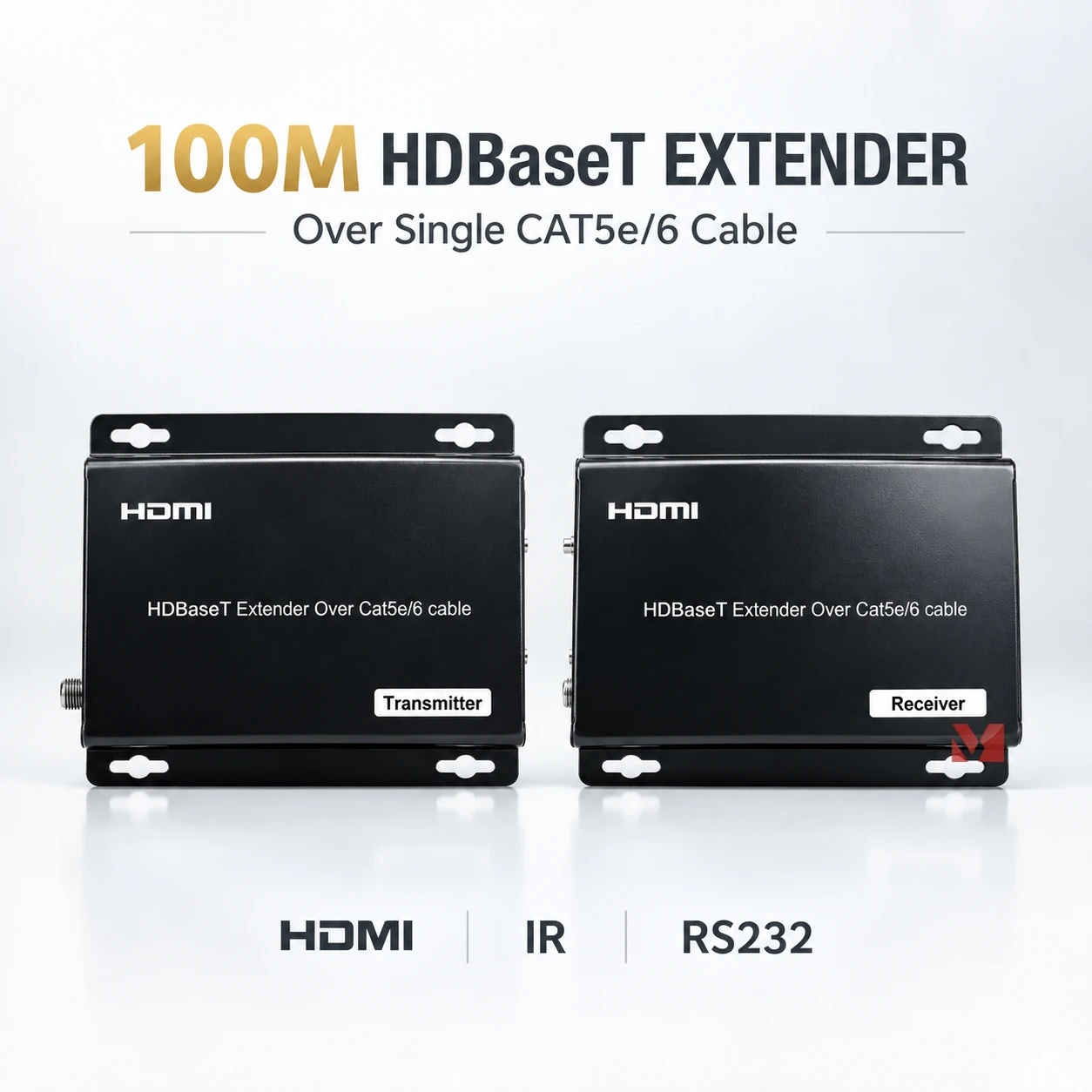 100M HDMI Extender 4K/1080P HDMI Transmitter Receiver HDCP2.2 Audio Video Extender over Cat5e/6 Cable With IR RS232