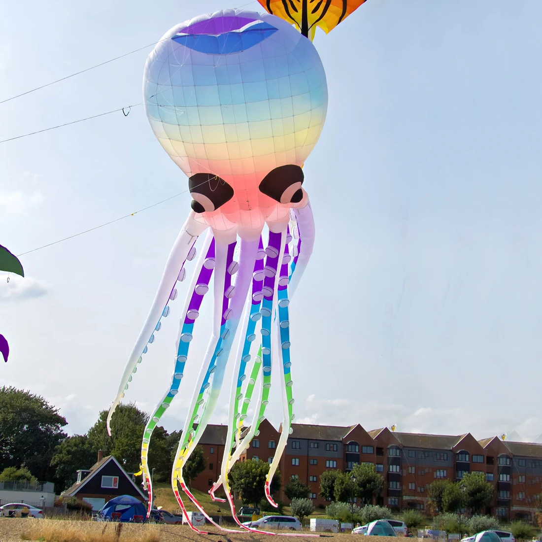 9KM 거대 40m 문어 연줄 세탁 펜던트 소프트 풍선 쇼 연 (기구 축제용) 립스탑 나일론 원단 가방 포함